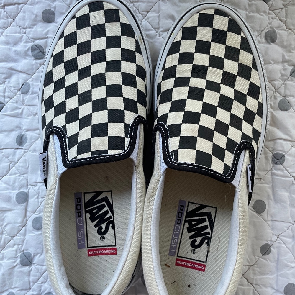 VANS mens check classic slip ons.